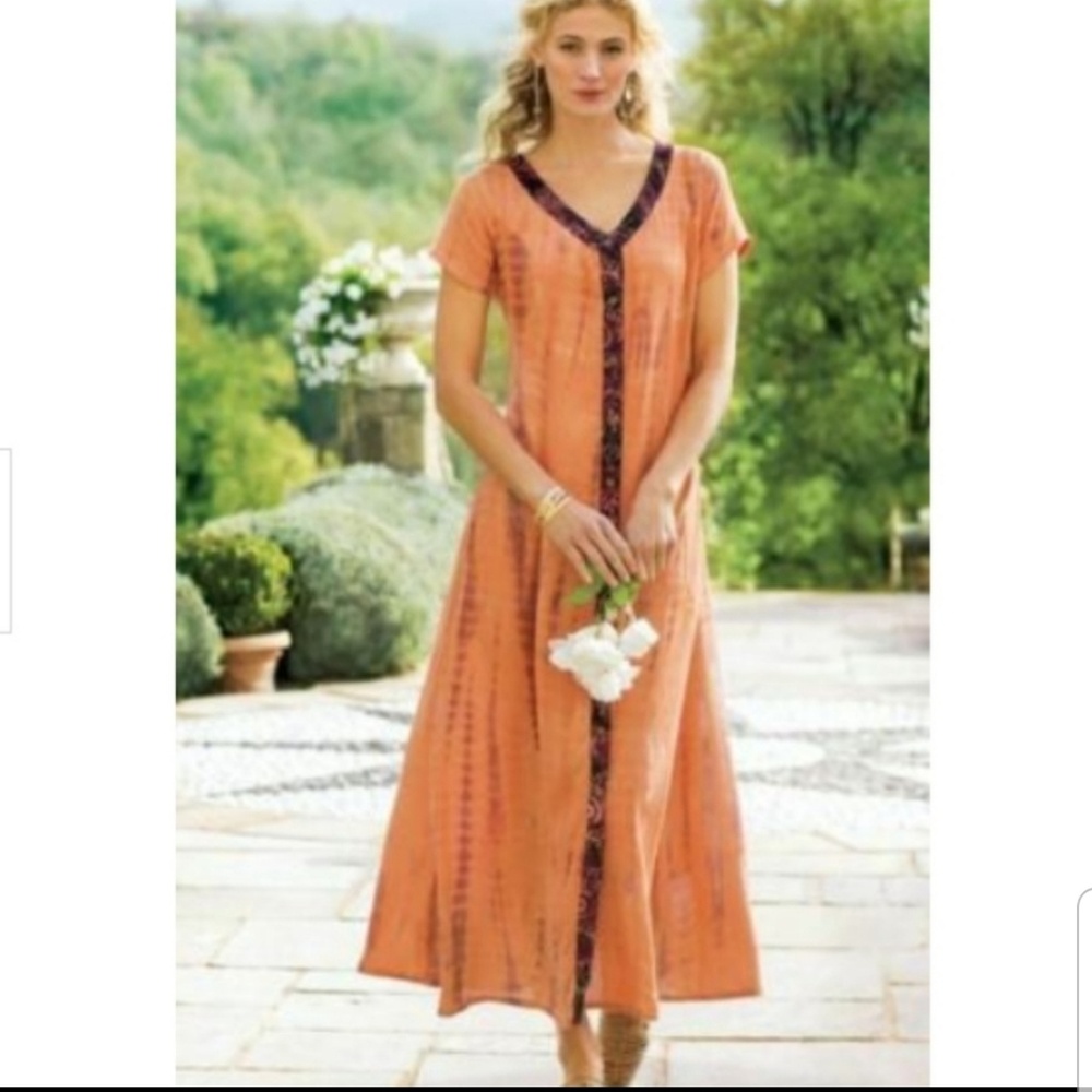 Soft Surroundings Sunset Bali Tie Dyed Dress PS